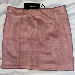 Blush Pink Faux Suede Skirt